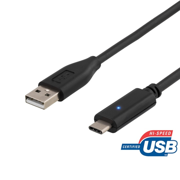 DELTACO USB 2.0 -kaapeli, Type A - Type C uros, 0,25m, musta ryhmässä TIETOKOONET & TARVIKKEET / Kaapelit & Sovittimet / USB / USB-C @ TP E-commerce Nordic AB (38-53641)