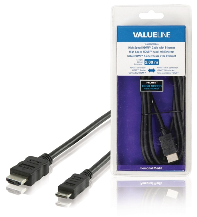 Valueline High Speed HDMI-kaapeli Ethernet HDMI-Liitin - HDMI Mini 2.00 m Musta ryhmässä KODINELEKTRONIIKKA / Kaapelit & Sovittimet / HDMI / Kaapelit @ TP E-commerce Nordic AB (38-63855)
