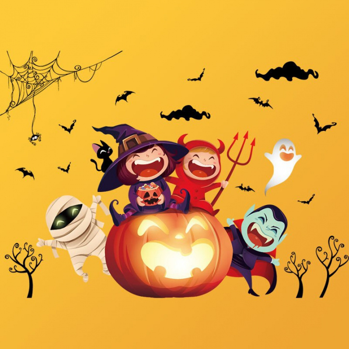 Halloween-aiheinen seinäkoristelu, Pumpkin party 60x90cm ryhmässä KOTI, TALOUS JA PUUTARHA / Sisustus / Halloween @ TP E-commerce Nordic AB (38-83054)