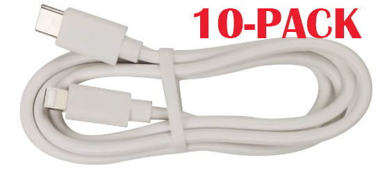 10-PACK Cable USB-C - Lightning, 2.4A, 1m, White ryhmässä ÄLYPUHELIMET JA TABLETIT / Laturit & Kaapelit / Kaapelit / Lightning kaapelit @ TP E-commerce Nordic AB (A22392PKT10)