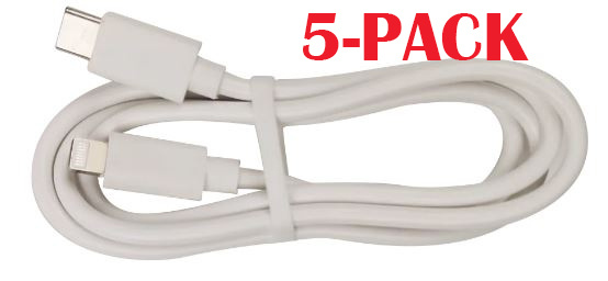 5-PACK Cable USB-C - Lightning, 2.4A, 1m, White ryhmässä ÄLYPUHELIMET JA TABLETIT / Laturit & Kaapelit / Kaapelit / Lightning kaapelit @ TP E-commerce Nordic AB (A22392PKT5)
