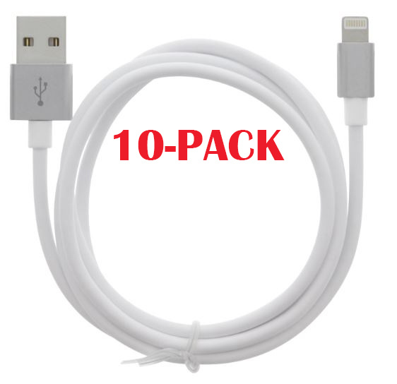 10-PACK Cable USB-A - Lightning 2.4A, 1m, White ryhmässä ÄLYPUHELIMET JA TABLETIT / Laturit & Kaapelit / Kaapelit / Lightning kaapelit @ TP E-commerce Nordic AB (A22404PKT10)