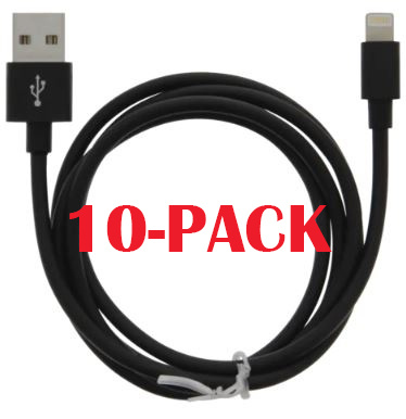 10-PACK Cable USB-A - Lightning 2.4A, 1m, Black ryhmässä ÄLYPUHELIMET JA TABLETIT / Laturit & Kaapelit / Kaapelit / Lightning kaapelit @ TP E-commerce Nordic AB (A22407PKT10)