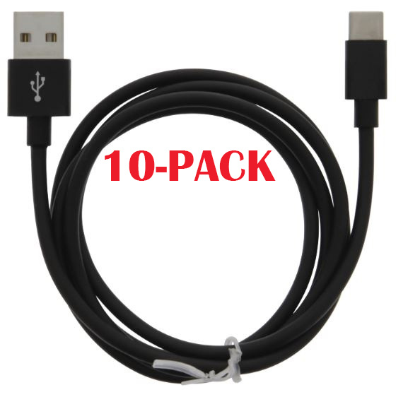 10-PACK Cable USB-A - USB-C 2.4A, 1m, Black ryhmässä ÄLYPUHELIMET JA TABLETIT / Laturit & Kaapelit / Kaapelit / Tyyppi C -kaapelit @ TP E-commerce Nordic AB (A22408PKT10)