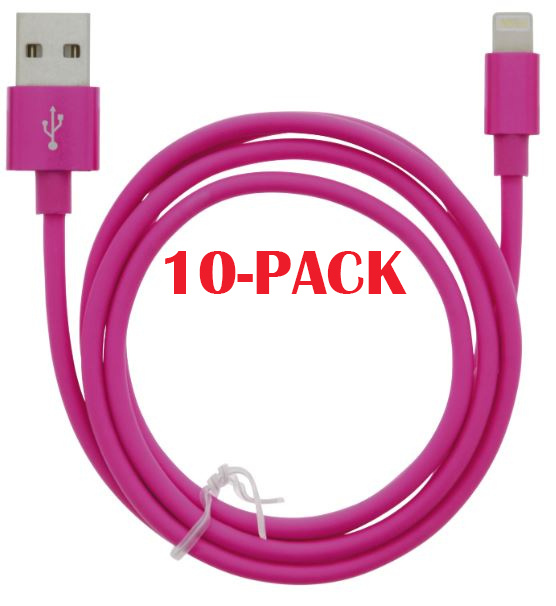 10-PACK Cable USB-A - Lightning 2.4A, 1m, Pink ryhmässä ÄLYPUHELIMET JA TABLETIT / Laturit & Kaapelit / Kaapelit / Lightning kaapelit @ TP E-commerce Nordic AB (A22410PKT10)
