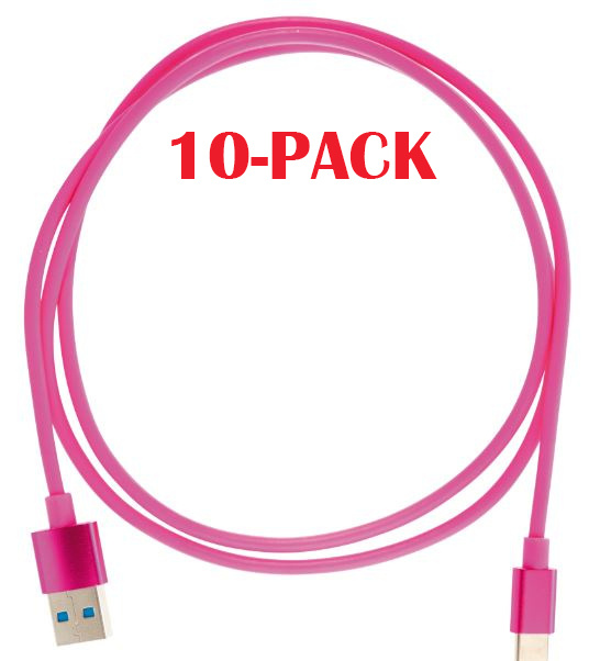 10-PACK Cable USB-A - USB-C 2.4A, 1m, Pink ryhmässä ÄLYPUHELIMET JA TABLETIT / Laturit & Kaapelit / Kaapelit / Tyyppi C -kaapelit @ TP E-commerce Nordic AB (A22411PKT10)