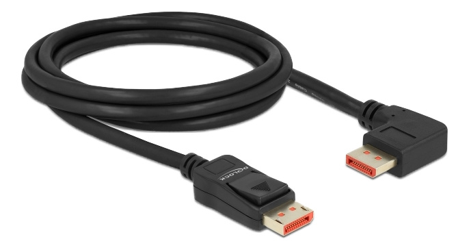 DL-87063Delock DisplayPort cable male straight to male 90° right angle 8K 60Hz 2m ryhmässä TIETOKOONET & TARVIKKEET / Kaapelit & Sovittimet / DisplayPort / Kaapelit @ TP E-commerce Nordic AB (C17835)