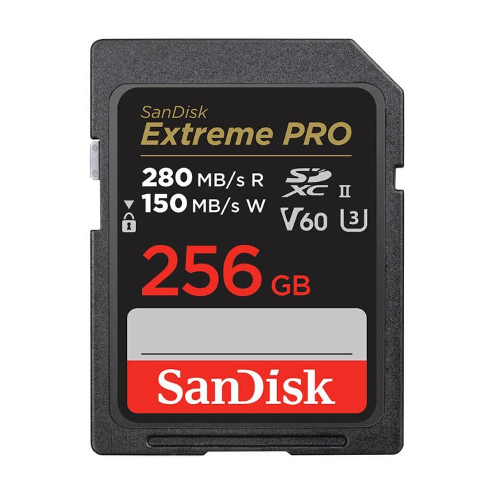 SanDisk Extreme Pro 256GB 280MB/s V60 C10 UHS-II ryhmässä KODINELEKTRONIIKKA / Tallennusvälineet / Muistikortit / SD/SDHC/SDXC @ TP E-commerce Nordic AB (C38408)
