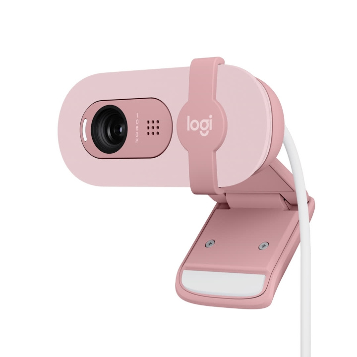 Logitech Brio 100 Full HD Webcam, Rose ryhmässä TIETOKOONET & TARVIKKEET / Tietokonetarvikkeet / Web-kamerat @ TP E-commerce Nordic AB (C44953)