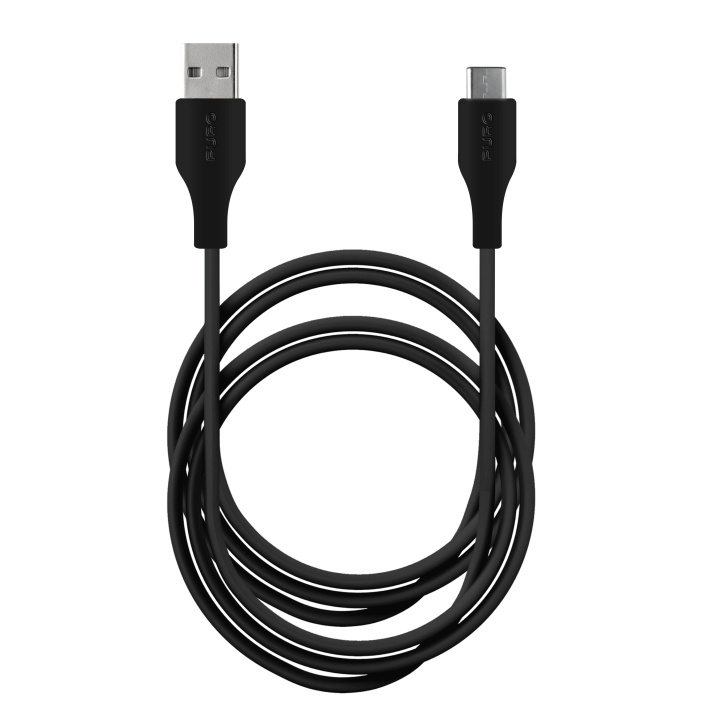 Puro USB-A - USB-C cable, 2m, black ryhmässä TIETOKOONET & TARVIKKEET / Kaapelit & Sovittimet / USB / USB-C @ TP E-commerce Nordic AB (C65272)