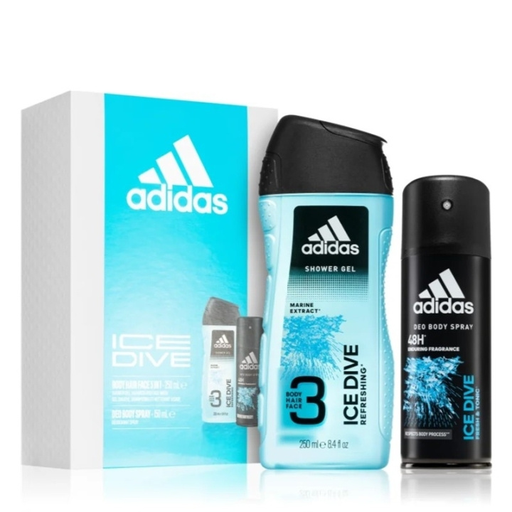 adidas Ice Dive For Him Deospray 150ml + Shower Gel 250ml ryhmässä KAUNEUS JA TERVEYS / Lahjapakkaukset / Miesten lahjapakkaukset @ TP E-commerce Nordic AB (C65685)