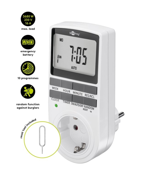 Timer Osta Osta Goobay Digital timer programmerbar timer med kontakt med skyddsjord (t