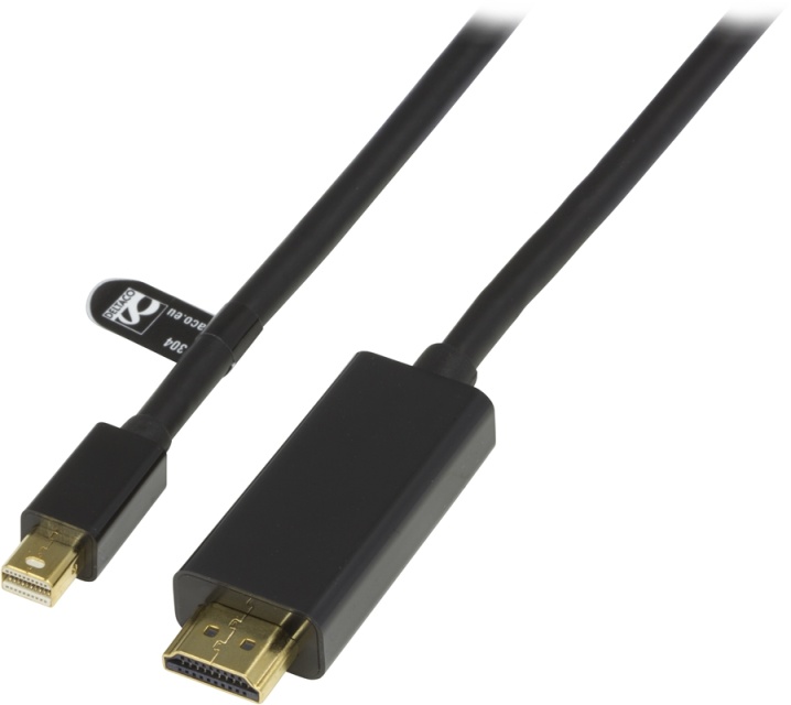 DELTACO kaapeli Mini DisplayPort - HDMI, ääni, Full HD 60Hz, 1m