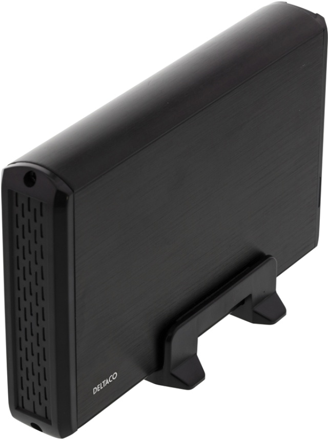 DELTACO ulk.kotelo 1x3,5" SATA-kiintolevylle, USB 3.1, alu, musta
