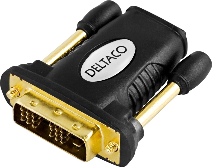 DELTACO HDMI-sovitin, Full HD 60Hz, 19-pin HDMI naaras - DVI-D uros