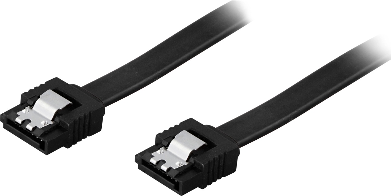 DELTACO SATA-kaapeli, SATA 6Gb/s, kiinnityshaka, suora, 0,7m, musta