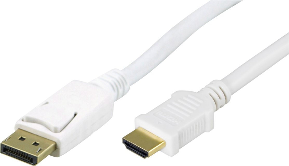 DELTACO DisplayPort - HDMI monitorikaapeli, ääni u-u 2m valk