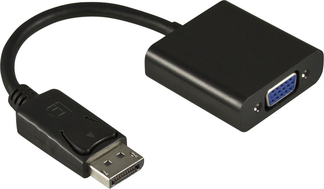 DELTACO DisplayPort - VGA-sovitin, Full HD 60Hz, musta, 0,2m