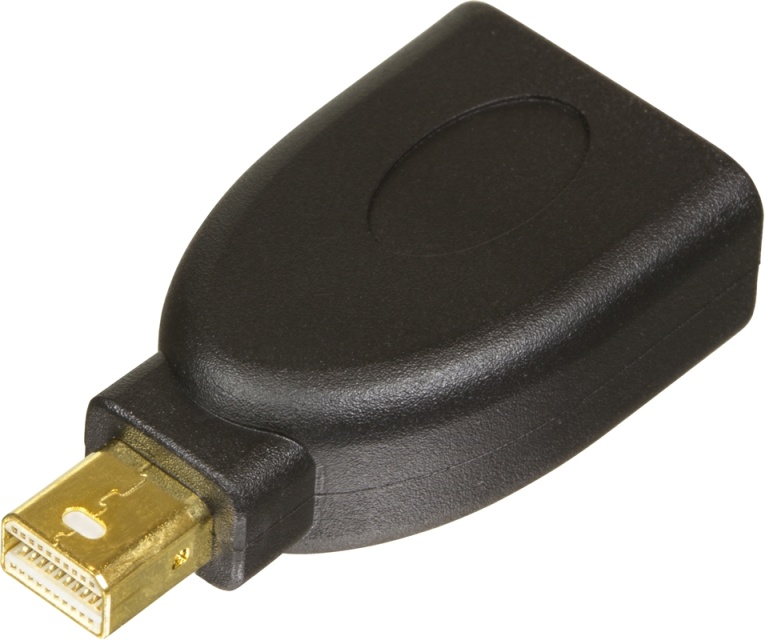 DELTACO Mini DisplayPort ha to DisplayPort ho, musta (MDP-DP)