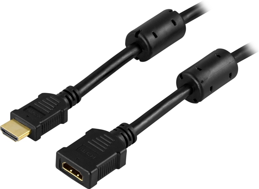 DELTACO HDMI-jatkokaapeli, 4K 30Hz, HDMI-A uros - naaras, 5m, musta