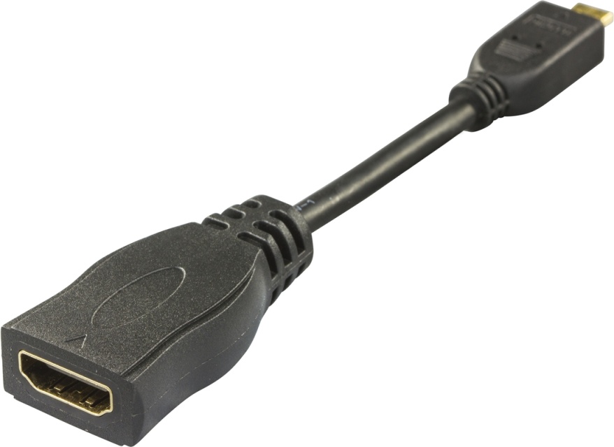 DELTACO HDMI High Speed sovitin, Micro HDMI na - HDMI na, 0,1m, musta