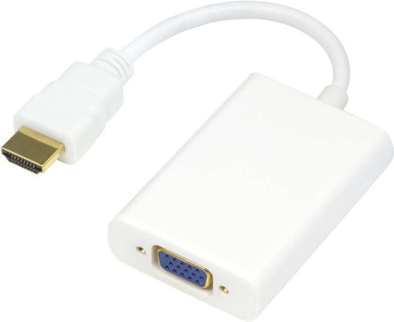 DELTACO HDMI - VGA-sovitin, 19-pin ur- 15-pin+3,5mm, 0,2m, valkoinen