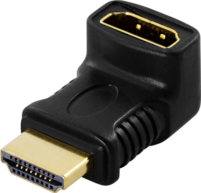 HDMI-adapteri, 19-pin u-n, kulma, kullatut liittimet