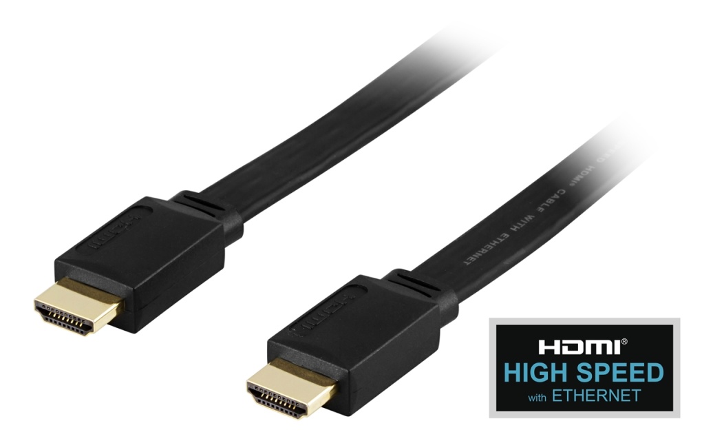 DELTACO HDMI-kaapeli, 1.4, 4K, Ethernet,3D,paluuääni,litteä,musta,1
