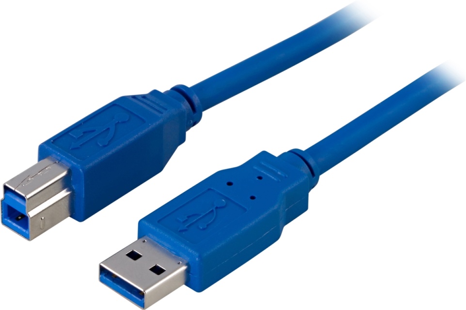 DELTACO USB 3.0 kaapeli, A-B u-u, 2m, sininen