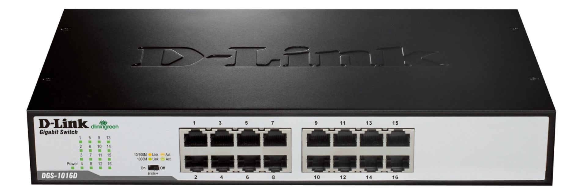 D-Link kytkin, 16x10/100/1000Mbps, RJ45, 19"