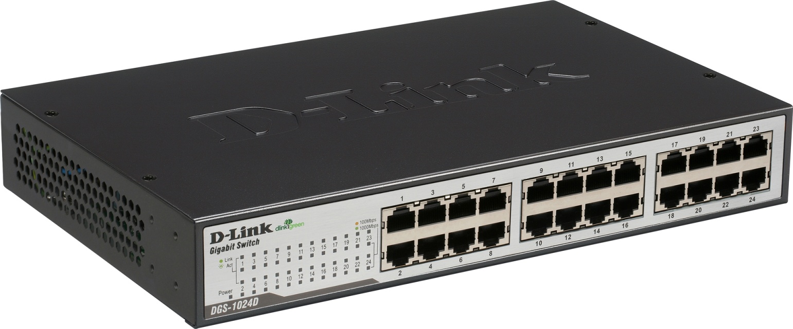 D-Link kytkin, 24x10/100/1000Mbps, RJ45, 19"