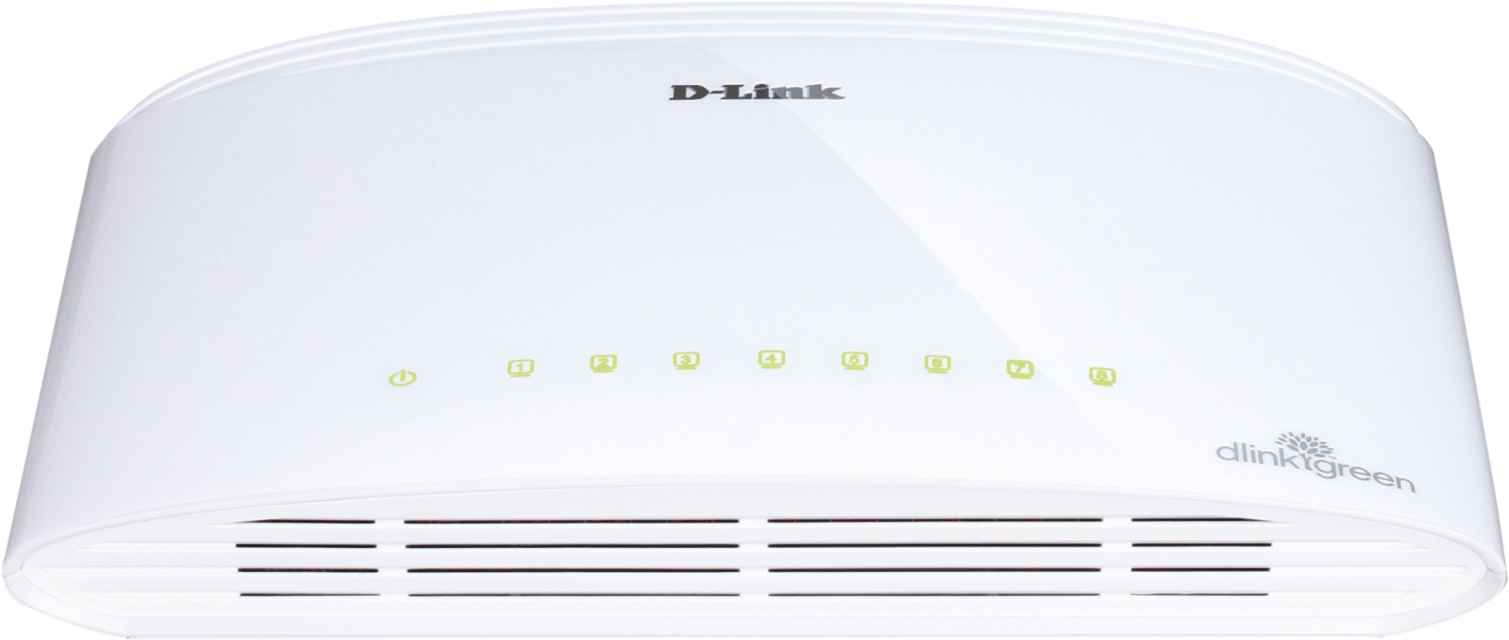 D-Link kytkin, 8x10/100/1000Mbps, RJ45, pöytämalli.