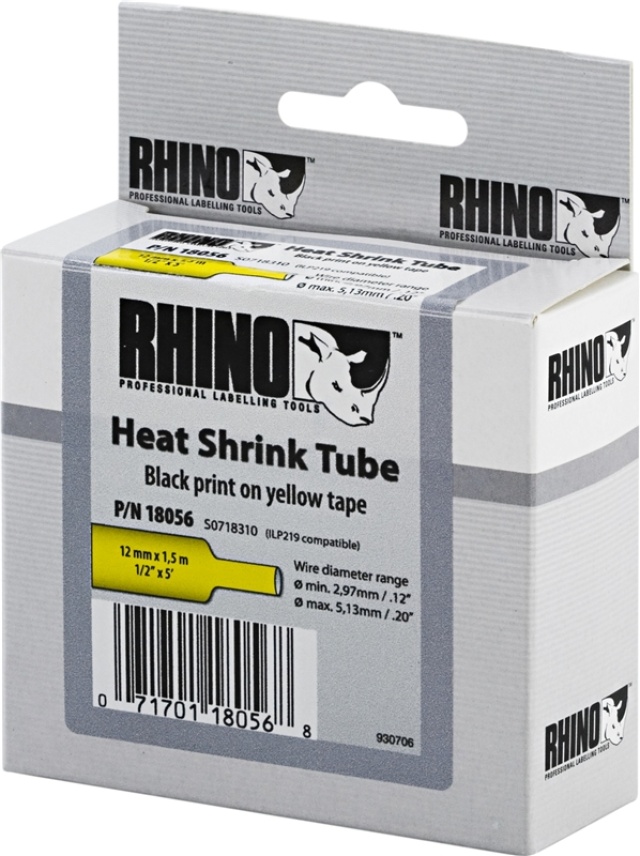 DYMO RhinoPRO merkkausputki 12mm, keltainen, 1.5m rulla