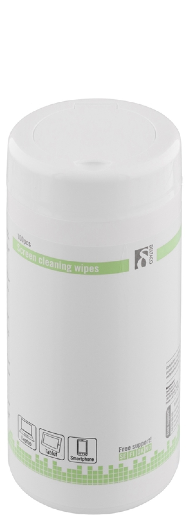 DELTACO kosteuspyyhe näytön puhdistamiseen, 100 kpl, valkoinen