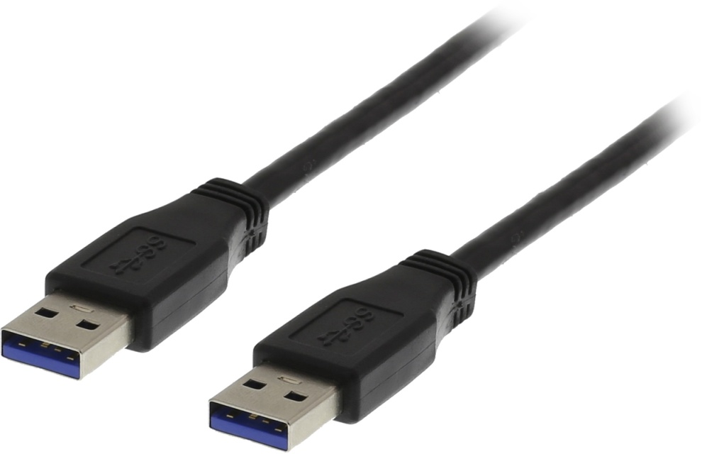 DELTACO USB 3.0 kaapeli, A ur - A ur, 1m, musta