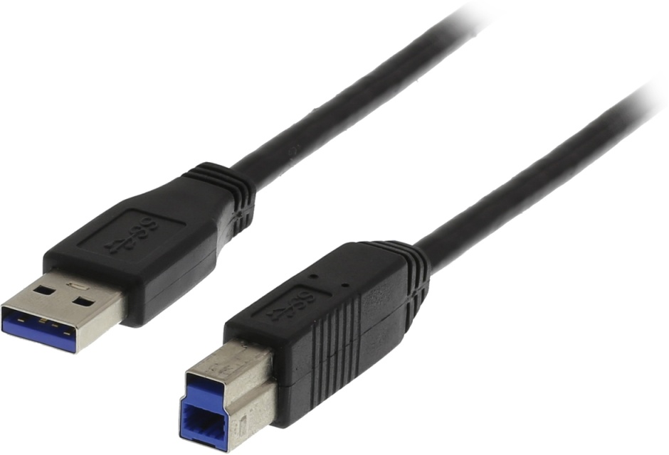 DELTACO USB 3.0 kaapeli, A ur - B ur, 1m, musta