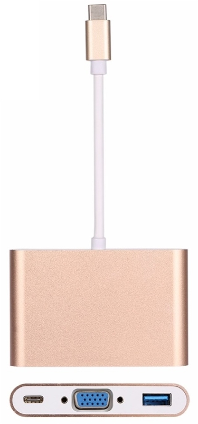 USB-C - VGA, moniporttisovitin, kultainen