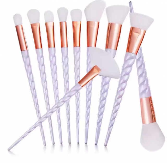 Ammattimaiset hellävaraiset meikkisiveltimet 10 kpl, Unicorn Lila