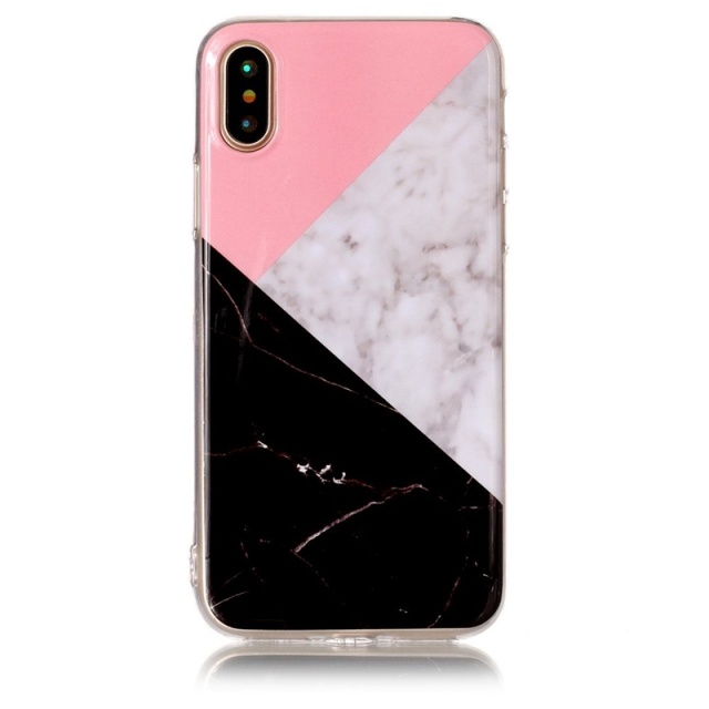Pehmeä TPU-kuori iPhone X/XS:lle, vaaleanpunainen, harmaa, musta, marmori