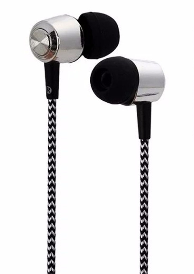 In-Ear-kuulokkeet, joissa on kangasjohto, musta