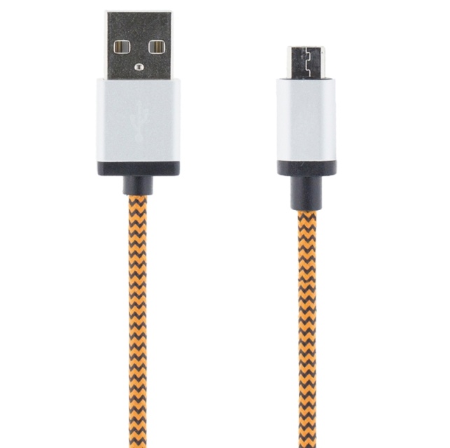 STREETZ USB-kaapeli, kangasp., Type A ur - Type Micro B, 1m, oranssi