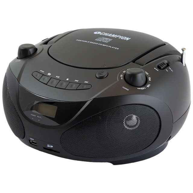 Champion Boombox CD/Radio/MP3/USB Black