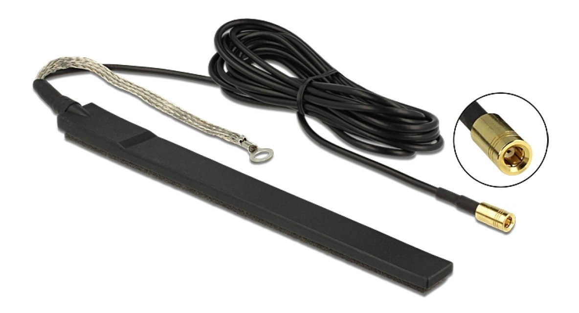 DeLOCK DAB+ antenni, aktiivi, SMBs uros, 23 dBi, 3m, tarra, musta