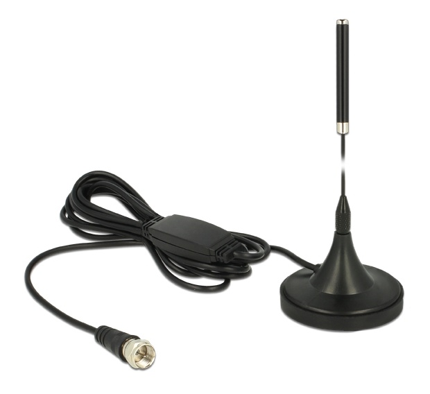 Delock DAB+ antenni, F-uros, RG-174, 21dBi, 2m kaapeli, magneettijalka