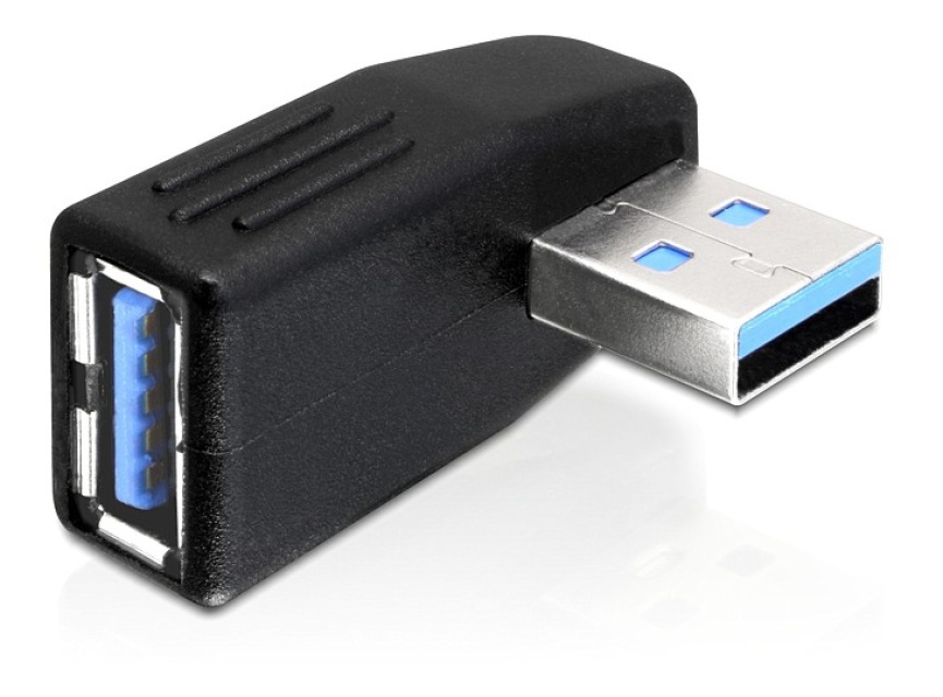 DeLOCK USB 3.0 -kulmasovitin, 270° sivulle, Type A uros-naaras, musta