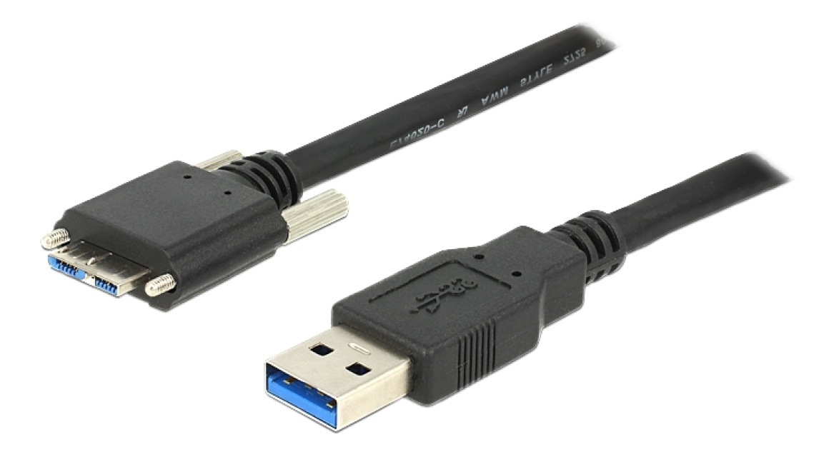DELOCK USB3.0 Kaapeli A -> micro B uros ruuveilla, 3m, musta