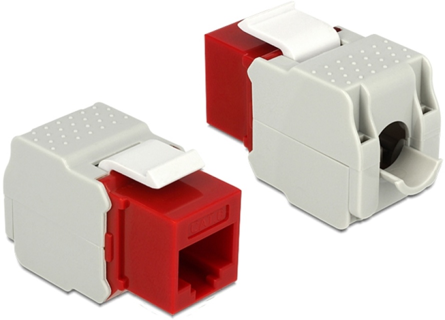 DeLOCK UTP Cat6 Keystone-moduuli, RJ45 na - LSA Cat6, punainen/harmaa