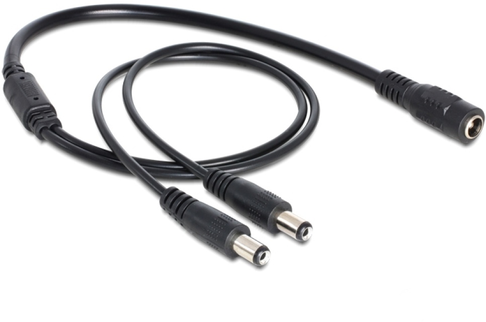 DeLOCK virtajakaja, 24V DC na - kaksi 24V DC uros, 0,5m, musta