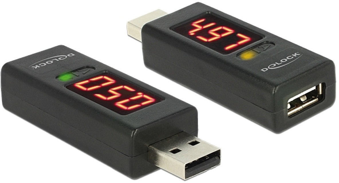 DeLOCK adapteri - Ampeeri & Volttimittari USB-laitteille, A ur -A na