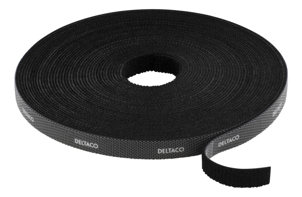 DELTACO tarranauhaa rullassa, leveys 10mm, 10m, musta